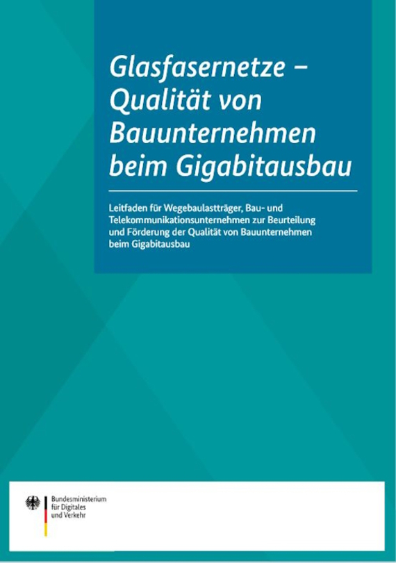 Link öffnet Einzelsicht der Publikation Cover der Broschüre: Glasfasernetze – Qualität von Bauunternehmen beim Gigabitausbau