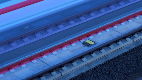 Nahaufnahme einer Gleisanlage Nahaufnahme einer Gleisanlage