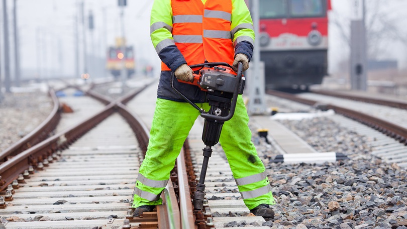 Bauarbeiten an einem Gleis Bauarbeiten an einem Gleis