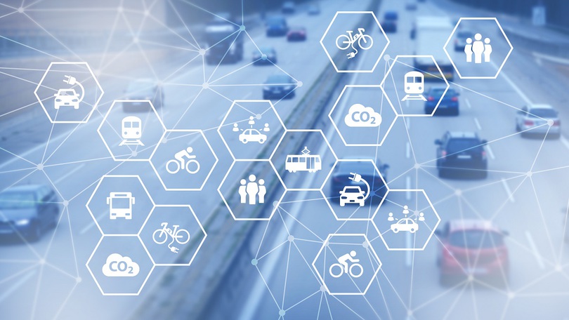 Illustration eines nachhaltigen Mobilitätskonzepts mit modernen, individuellen Verkehrsalternativen Illustration eines nachhaltigen Mobilitätskonzepts mit modernen, individuellen Verkehrsalternativen