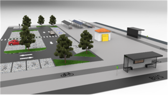 Zum Artikel Visualisierung eines Park and Ride-Parkplatzes an einem Knotenpunkt des öffentlichen Personennahverkehrs