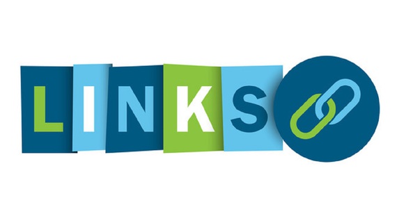 Illustrierter Links-Schriftzug mit Link-Symbol Illustrierter Links-Schriftzug mit Link-Symbol