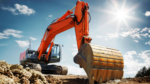 Bagger auf Baustelle Bagger auf Baustelle