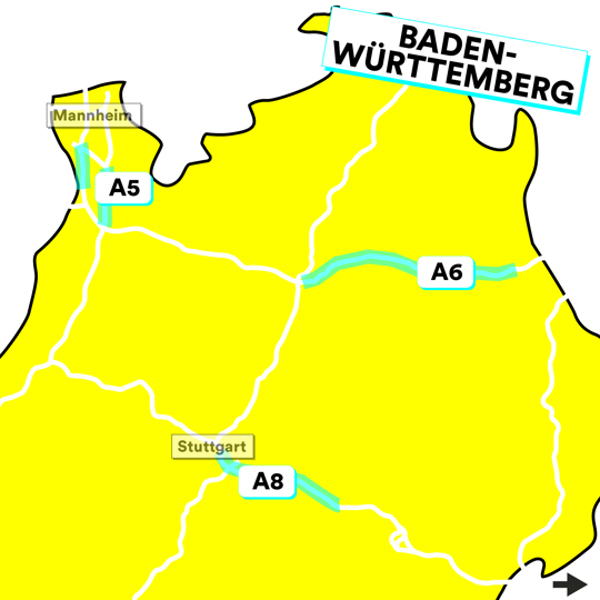 Grafik: Autobahnprojekte BW Grafik: Autobahnprojekte BW