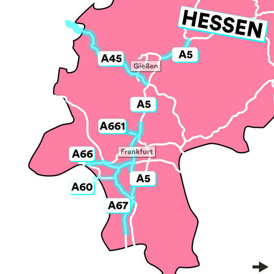 Grafik: Autobahnprojekte Hessen Grafik: Autobahnprojekte Hessen
