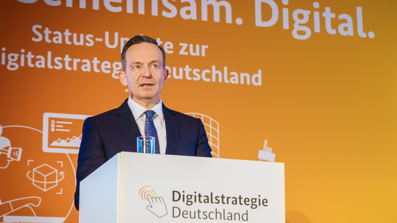 Wissing bei einer Rede bei der Digitalstrategie 2023 Wissing bei einer Rede bei der Digitalstrategie 2023
