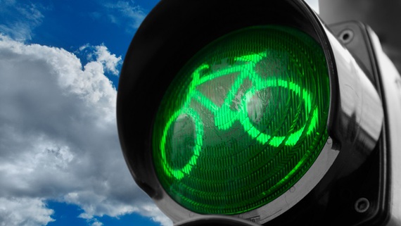 Eine Grüne Fahrradampel Eine Grüne Fahrradampel