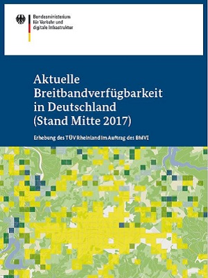 Cover der Broschüre „Aktuelle Breitbandverfügbarkeit in Deutschland (Stand Mitte 2017)“ Cover der Broschüre „Aktuelle Breitbandverfügbarkeit in Deutschland (Stand Mitte 2017)“