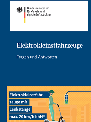 Link öffnet Einzelsicht der Publikation Cover des Flyers: Elektrokleinstfahrzeuge - Fragen und Antworten