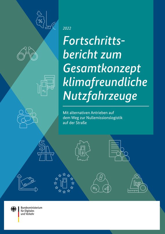 Link öffnet Einzelsicht der Publikation Cover der Publikation: Fortschrittsbericht zum Gesamtkonzept klimafreundliche Nutzfahrzeuge