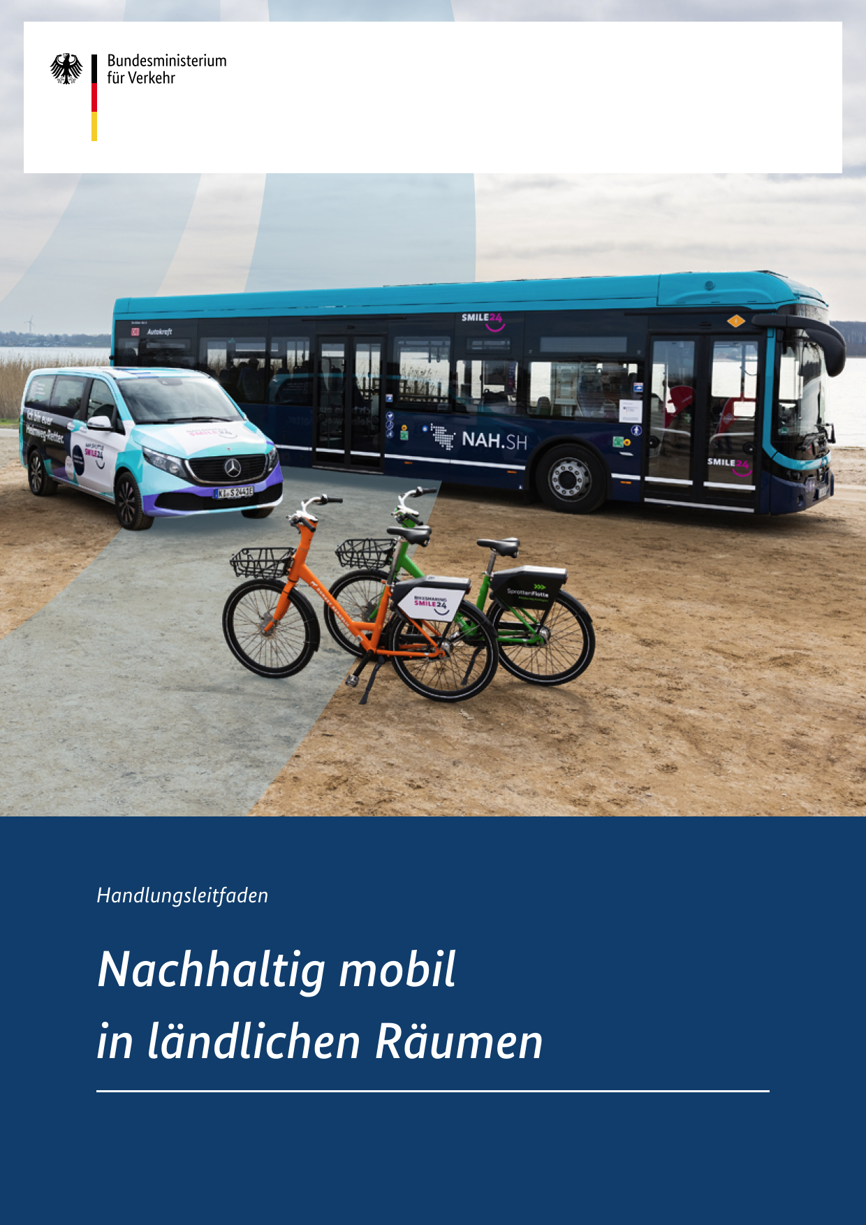 Link öffnet Einzelsicht der Publikation Titelblatt der Broschüre: Handlungsleitfaden Nachhaltig mobil in ländlichen Räumen
