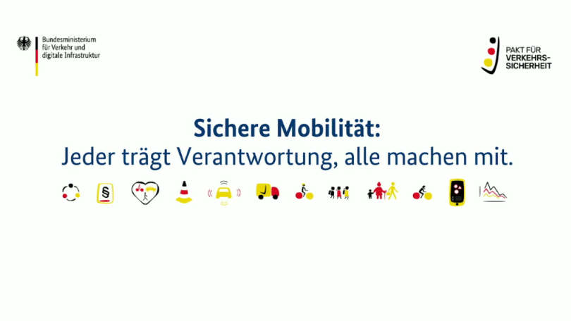 Grafik zum Pakt für Verkehrssicherheit: Sichere Mobilität – Jeder trägt Verantwortung, alle machen mit. Grafik zum Pakt für Verkehrssicherheit: Sichere Mobilität – Jeder trägt Verantwortung, alle machen mit.