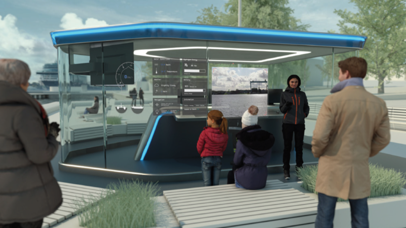 3D-Rendering zum Projekt CAPTN Förde Areal: Darstellung des geplanten landseitigen Kontrollzentrums 3D-Rendering zum Projekt CAPTN Förde Areal: Darstellung des geplanten landseitigen Kontrollzentrums