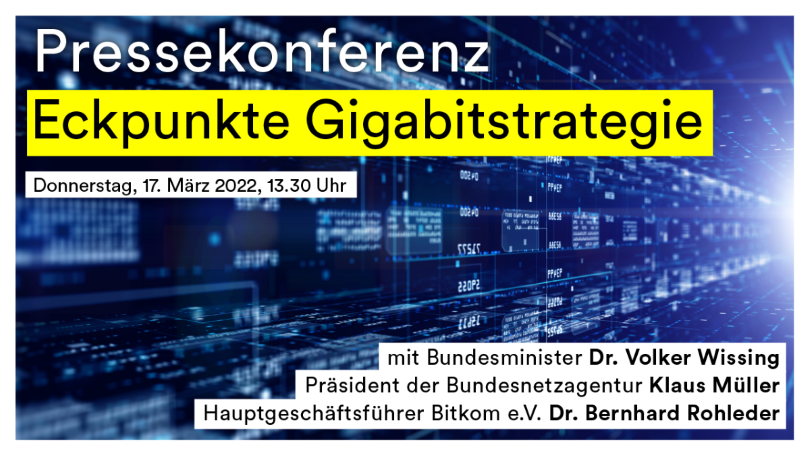 Titelbild: Bundesminister Wissing legt Eckpunkte für Gigabitstrategie vor Titelbild: Bundesminister Wissing legt Eckpunkte für Gigabitstrategie vor